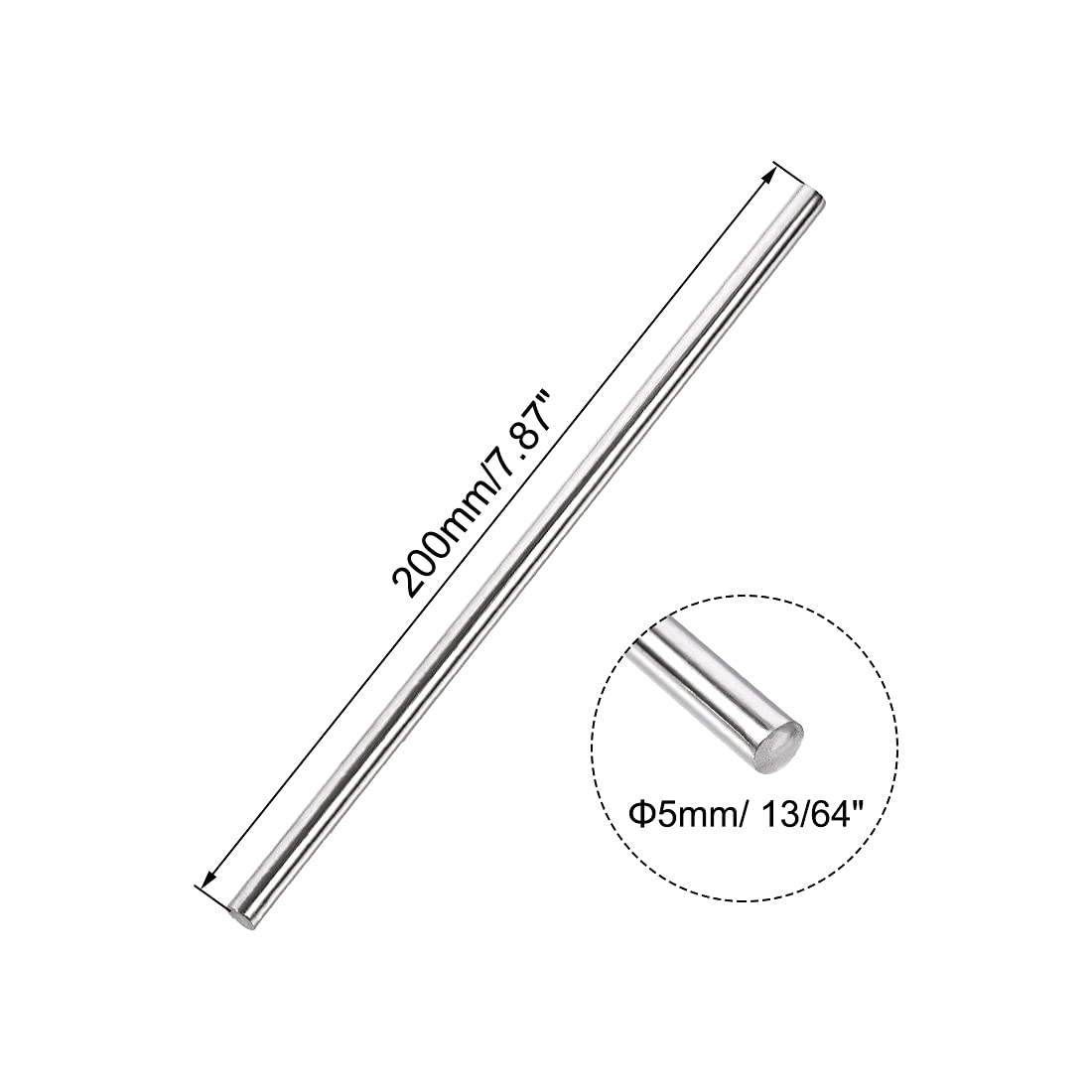 Lot De 10 Tiges Rondes En Acier Inoxydable 304 - 5 Mm X 200 Mm - Barre Solide Pour Bricolage, Modélisme Et Artisanat
