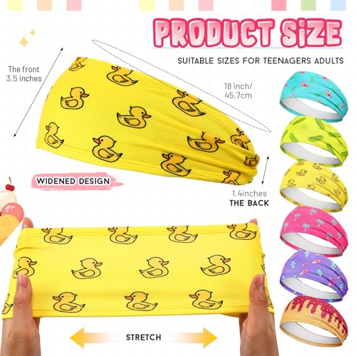 Image of Riceshoot 6 Pack Ice Cream Baseball Headbands with 6 Fun Colorful Patterns Breathable Elastic Sports Sweatbands for Men Women Basketball Soccer Football Workout Team Gifts