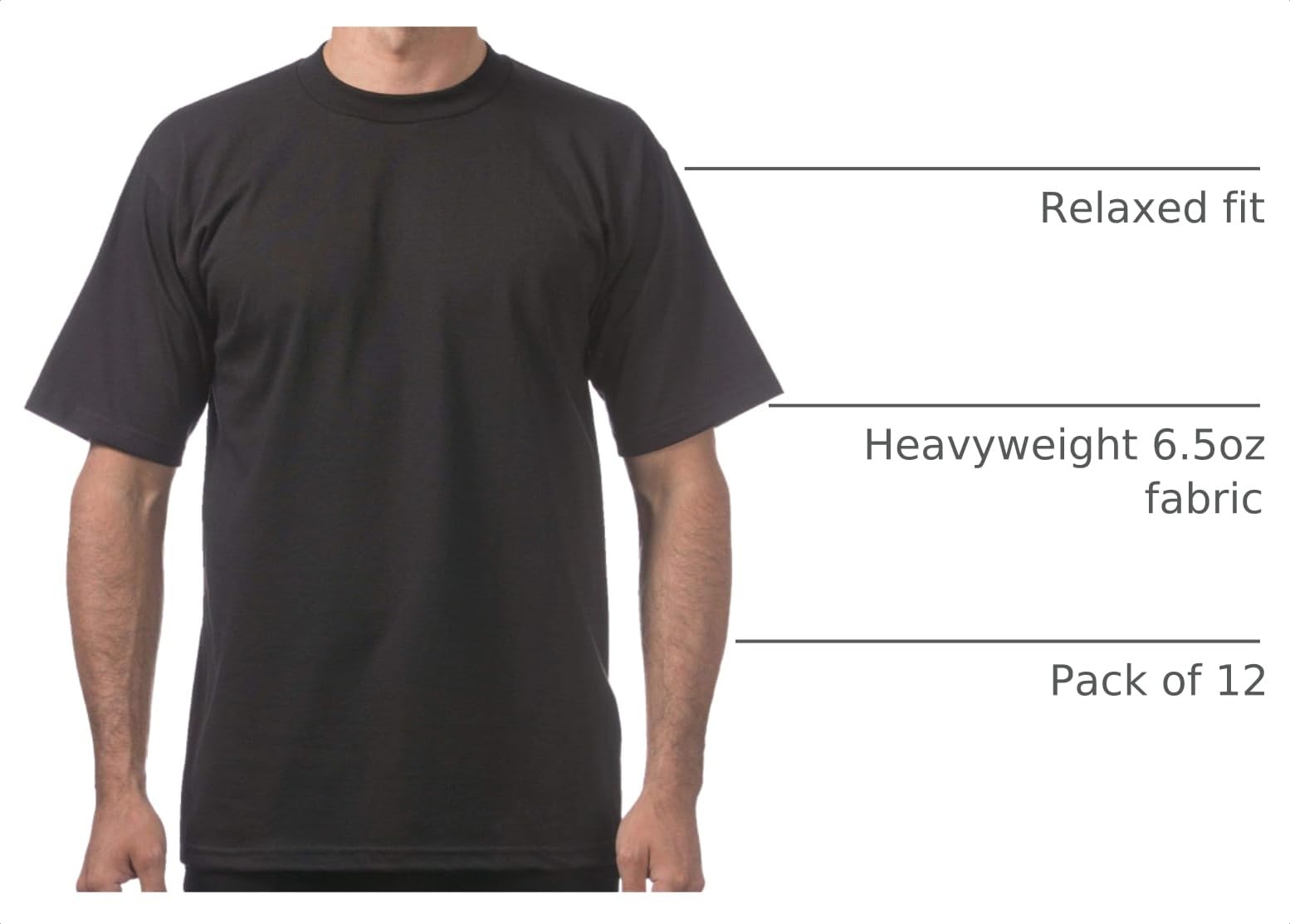 Pro Club Mens 12-Pack Heavyweight Cotton Short Sleeve Crew Neck T-Shirt product thumbnail 5