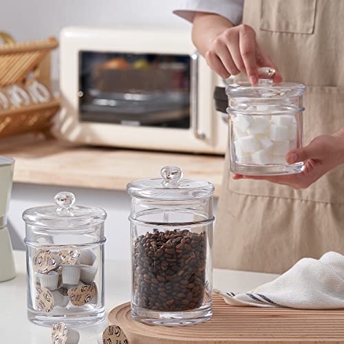 Kmwares 3Pc Set Premium Quality Glass Bathroom Canisters, Apothecary Jars, Storage Containers With Airtight Glass Lid And Wide Mouth (13/18/24 Oz) #TOP5