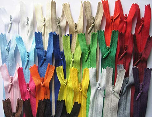 50pcs Long Nylon Invisible Zippers for DIY Sewing Back Dress Cushion Tailoring Accessories Tailor Tool (Grey, 15inch)