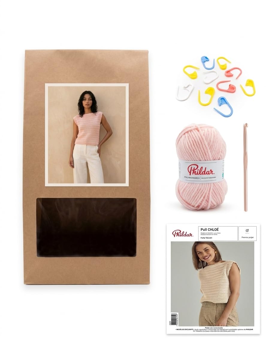 Phildar Kit Crochet Débutant Pull Femme Chloé Kit tricot crochet complet, Cadeau d'anniversaire, Cadeau de Vacances