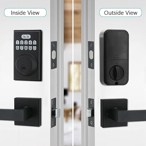 Miniatura 8 de Cerradura de puerta de entrada sin llave con 2 asas, juego de cerrojo electrónico para puerta delantera, bloqueo automático, contraseña antimiradas,