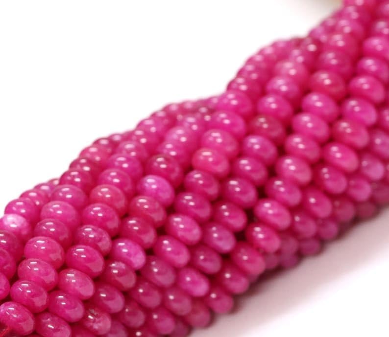 Miniatura 7 de Cuentas suaves naturales de calcedonia rosa intenso de 0.276-0.315 in 8 pulgadas de largo para hacer joyas, cuentas de piedras preciosas para collar