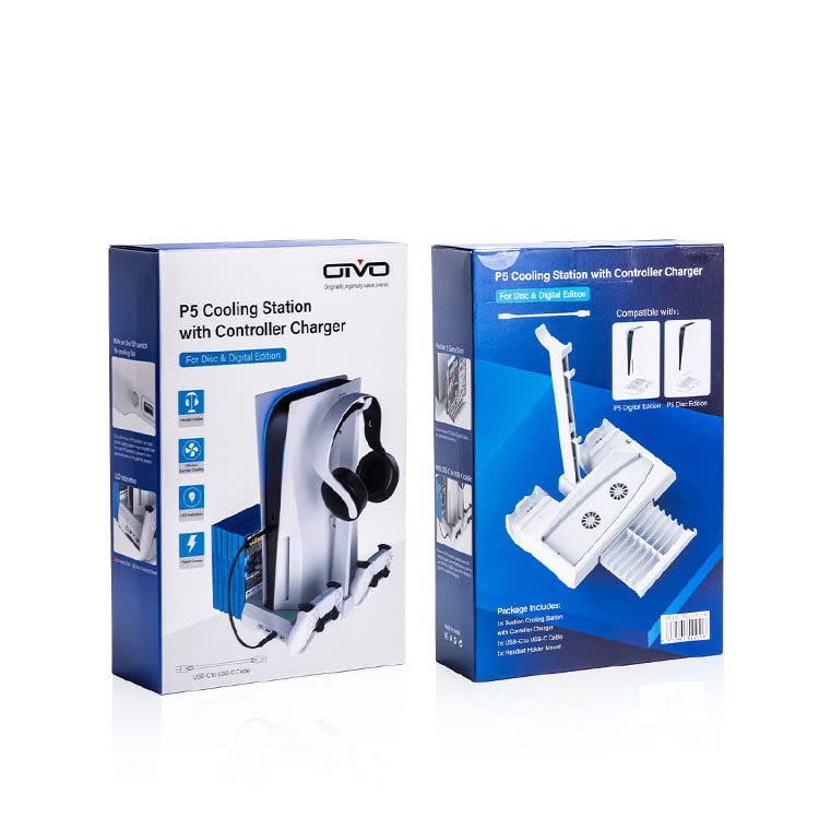 Support de refroidissement pour console PS5 avec double station de charge manette