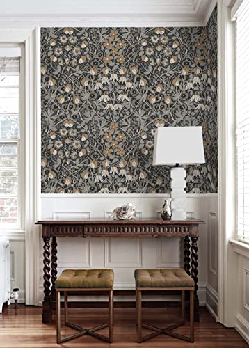 Nextwall Tulip Garden Floral Peel And Stick Wallpaper (Wrought Iron & Chamois) #TOP6