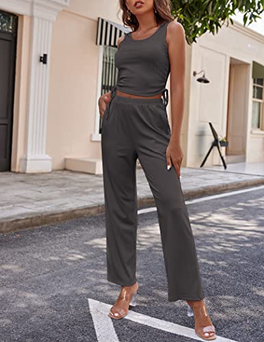 Image of Ekouaer Women's 3 Piece Lounge Set Pajama Long Sleeve Cardigan Sleeveless Top Pants Sweatsuit S-XXL
