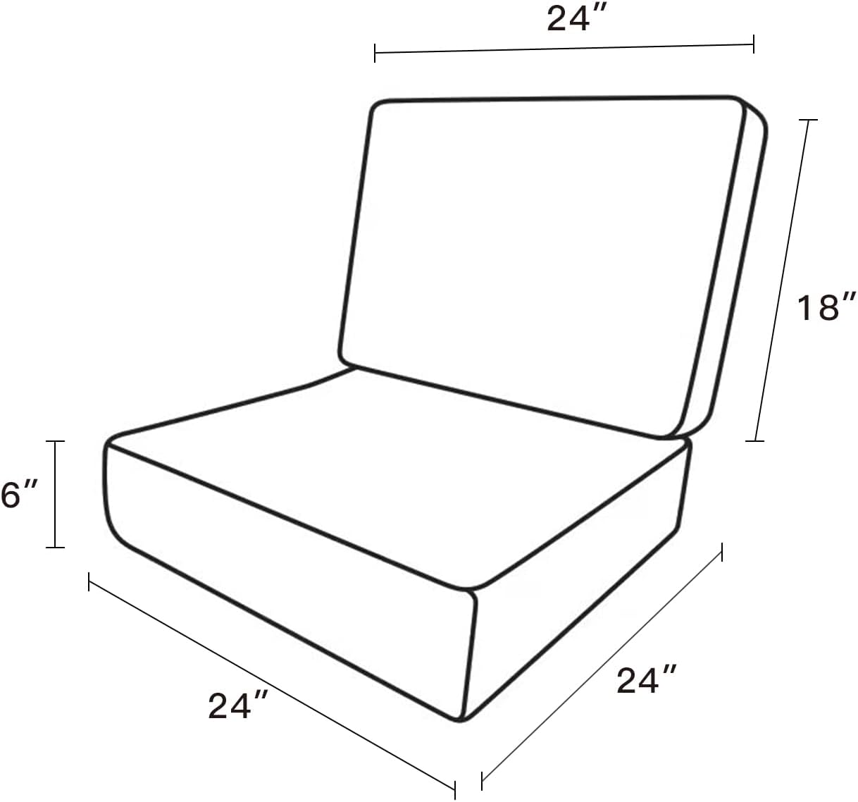 ARTPLAN Outdoor Cushions for Patio Furniture, 24x24x6 Thick Seat Cushion Set, Fade Resistant, Deep Seat Bottom and Back Cushion with Removable Cover,Aqua