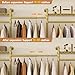 Wall Mounted Garment Rack, Walk-in Closet System with 2 Expandable Rods, 6 Adjustable Shelves, Industrial Pipe Clothing Racks, Hanging Clothes Organizers and Storage, Metal Closet Shelving Gold