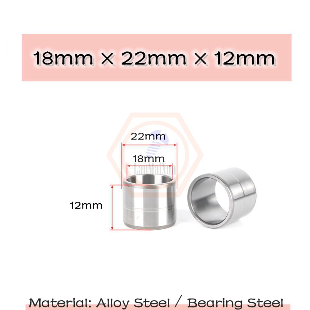 5pcs 18mm×22mm×12mm Alloy Steel Bearing Sleeve, Bearing Steel wear-Resistant Sleeve, Steel Sleeve