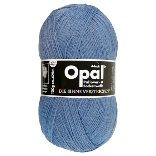 Frida's Wollhaus Opal 100 g Uni 4-fach Sockengarn Strümpfe Stricken filzfrei Wolle 35 Farben (5195 | Jeansblau)