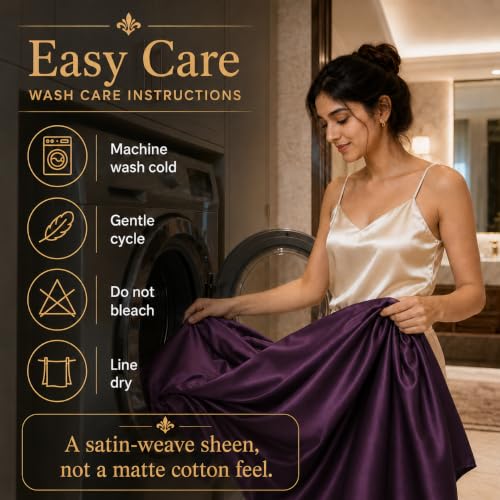 Image of Cloth Fusion Flat Satin Bedsheet Super King Size 108x108 inch | Wine, 2 Pillow Covers, 300 TC, Glossy Finish, Smooth on Hair and Skin, Gift for Couples, Wedding & Anniversary