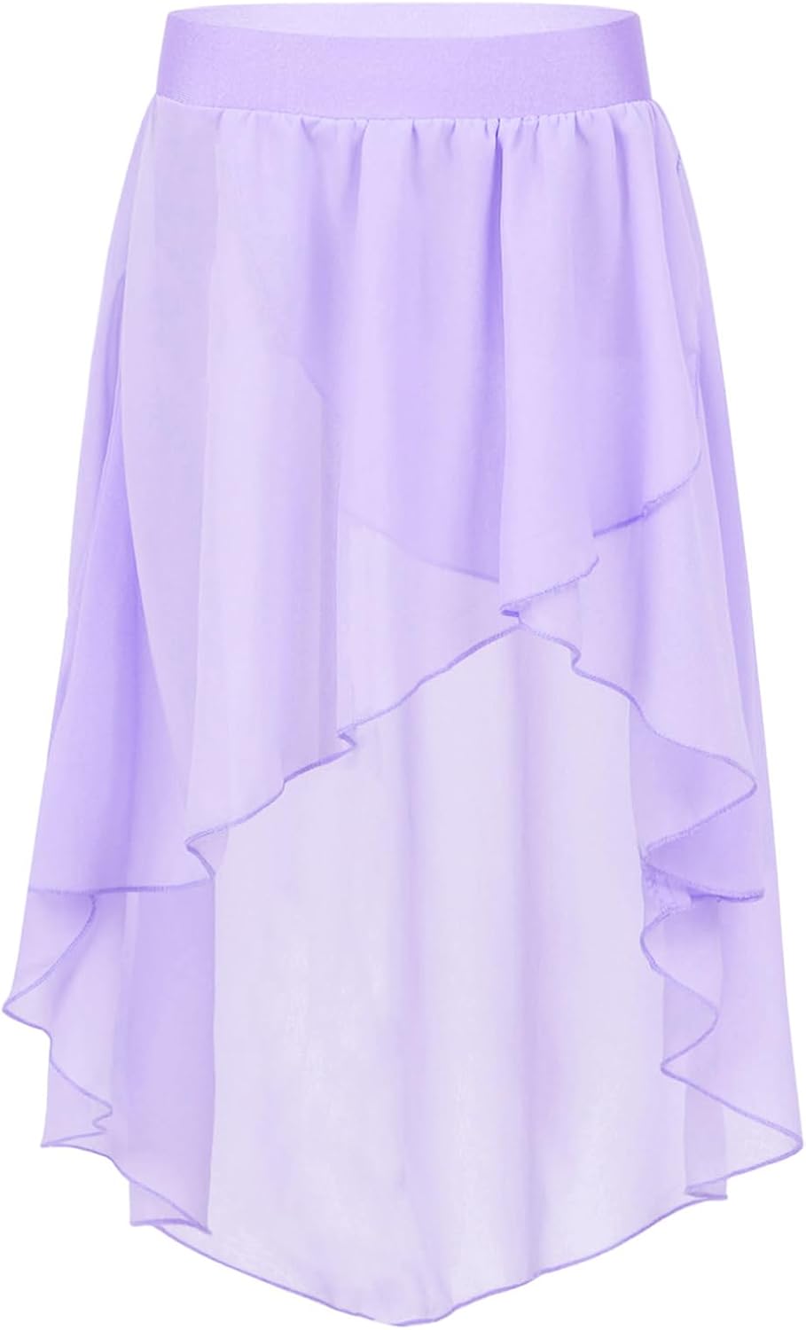 TTAO Girls' Basic Lyrical Dance Skirts Ballet Tutu Skirts High-Low Hem Chiffon Skirt Performance Costume Dress