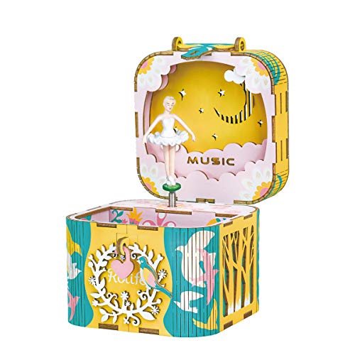 Rolife Dream Hand Crank Music Box with Inner Machine-3D Wooden Puzzle DIY Assemble Toys-Creative Gift for Christmas/Birthday/Valentine's Day for Kids Children Girl Friends (Ballet Princess)
