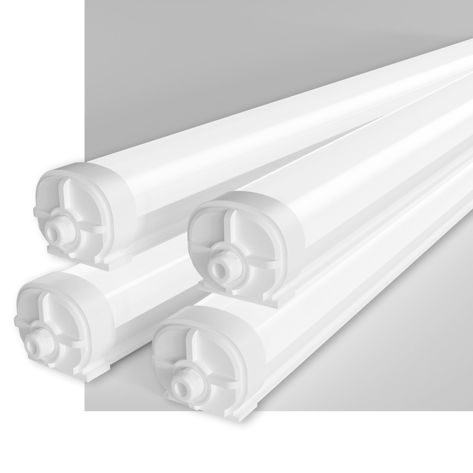 4er-Set LED Feuchtraumleuchten 150cm 45W, 4000K Neutralweiß 5620lm, IP65 Wasserdicht, Verknüpfbar, Deckenleuchte für Garage, Keller, Werkstatt, Bad & Büro
