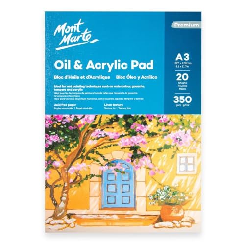 Mont Marte Oil & Acrylic 350 GSM 20 Sheets Pad, A3 Size