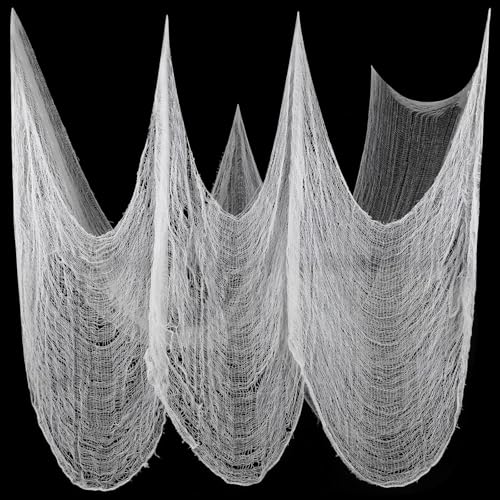 ハロウィン 飾り 白カーテン 不気味 ハロウィーン 装飾 布 簡単 テーブルクロス 215×500cm お化け屋敷 怖いガーゼ布 玄関 屋外 壁飾り パーティー 仮装 道具 (白カーテン)