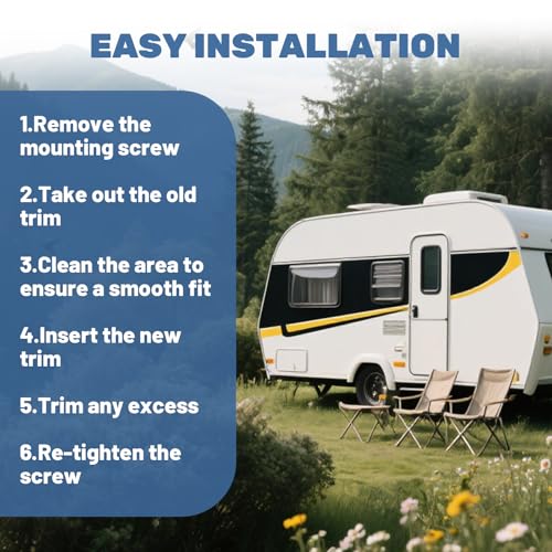 1 in RV Trim Molding Insert Black, 56 FT Wide RV Screw Cover Trim, Rv Weather Stripping Exterior Anti Sunlight Super Durable, Ideal for Travel Trailers and Campers