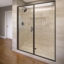 Basco Shower Door Infinity Shower Door, Fits 45-46 inch Opening, AquaGlideXP Clear Glass, Oil Rubbed Bronze Finish, 45-46 in. Wide x 68-5/8 in. high