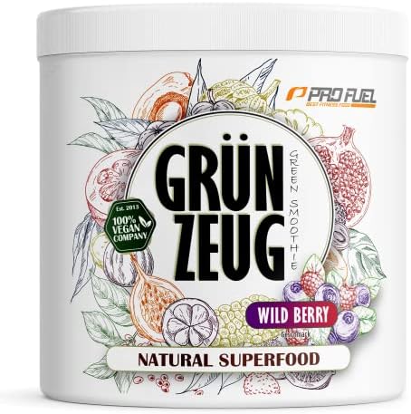 Superfood Drink Pulver WILD BERRY - 300g - natürliche Vitamine, Mineralstoffe & Antioxidantien - das Beste aus über 40 Sorten Obst, Gemüse, Algen und Gräsern - GRÜNZEUG Smoothie Pu