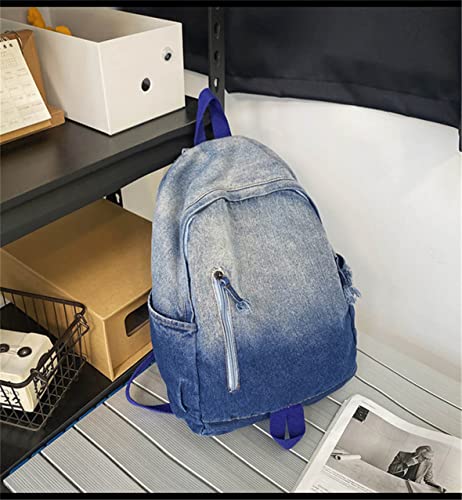 Image of MaxxCloud Vintage Denim Laptop Backpack Casual Canvas Daypack Handbag Purse Lightweight Rucksack Shoulder Bag