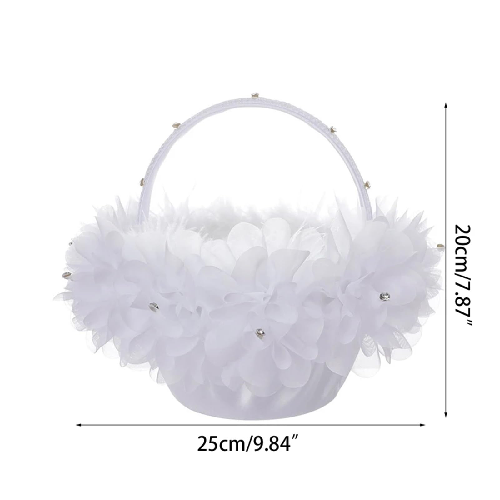 Hochzeitsblumenkörbe, Weißer Blumenkorb aus künstlicher Spitze for Hochzeiten, 24,9 x 20,1 cm