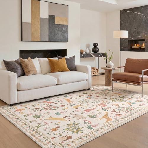 BESBLEE 8X10 Washable Area Rug for Living Room, Animal Non Slip