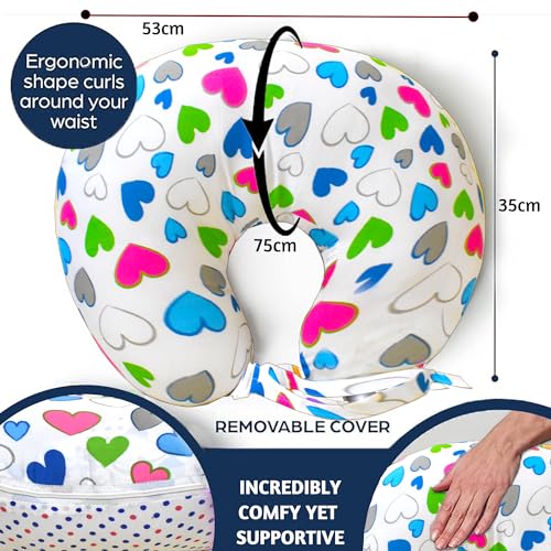 Image of VParents Multipurpose Baby Feeding Nursing Cum Maternity Pillow for New Born Cotton, Recommended for Maternity, Nursing, Medical Daisy (Blue) 110250