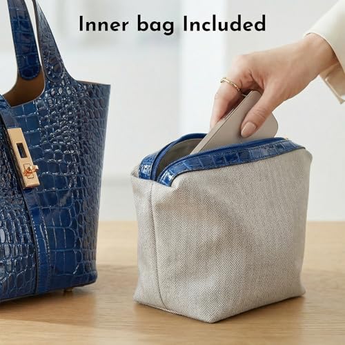 Image of Tote Bag for Women Vegan Leather Bucket Purse for Women Top Handle Handbag Shoulder Bag with Detachable Small Purse