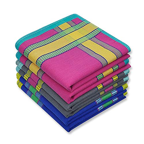 Men's Soft Cotton Handkerchiefs with Assorted Color 6 Piece Gift Set by Zenssia