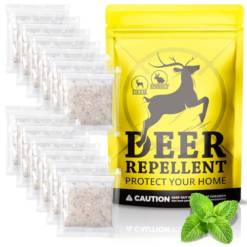 Deer Repellent 12 Packs, Deer and Rabbit Repellent for Plant Flower, Keep Deer Away from Orchard...