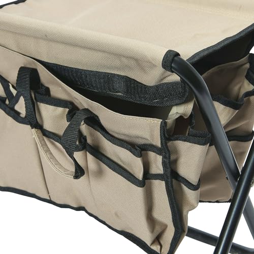 Household Essentials Iron Frame Utility Stool with Canvas Seat, Beige by Household Essentials - Image 5