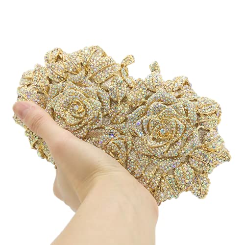 Image of Boutique De FGG Mini Flower Evening Bags For Women Formal,Party Rhinestone Clutch Purses,Wedding Floral Crystal Clutch Bag