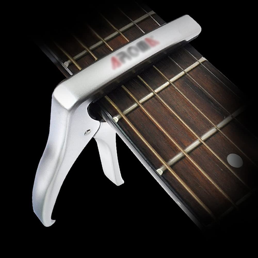 Home Musical Instrument Gitarre Kapodaster Gitarre Gitarre Kapodaster Metalllegierung Vielseitiger Gitarre Kapodaster mit Steg Pin Puller Gitarre Teile & Zubehör Silber 5,26 cm