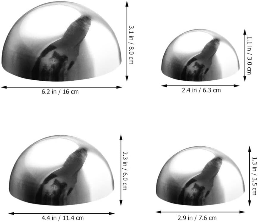 Gazing Balls 4pcs Hollow Floating Mirror Reflective Hemispheres Stainless Steel Polished Hemispherical Balls Garden Decorative Sphere for Home Pond Outdoor Decor