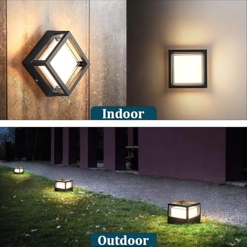 Image of fizzytech 5W LED Square Wall Light, Waterproof Metal Body with Acrylic Cover, Warm White Indoor & Outdoor Wall Lamp for Balcony, Garden & Home, Pack of 2