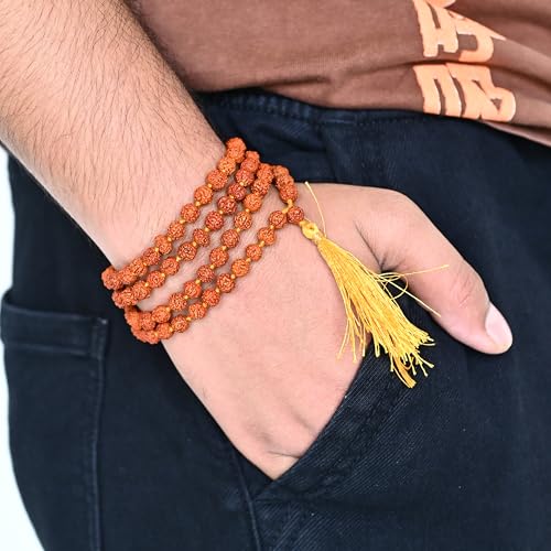 Image of ZAICUS Panchmukhi Rudraksha Mala - Original 108-Bead Japa Mala for Men