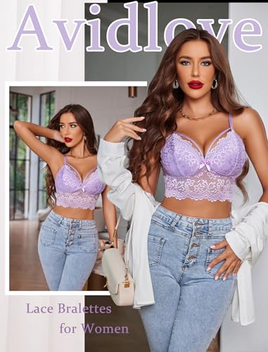 Image of Avidlove Lace Bralette for Women Lingerie Spaghetti Adjustable Strap Tank Camisole Crop Top