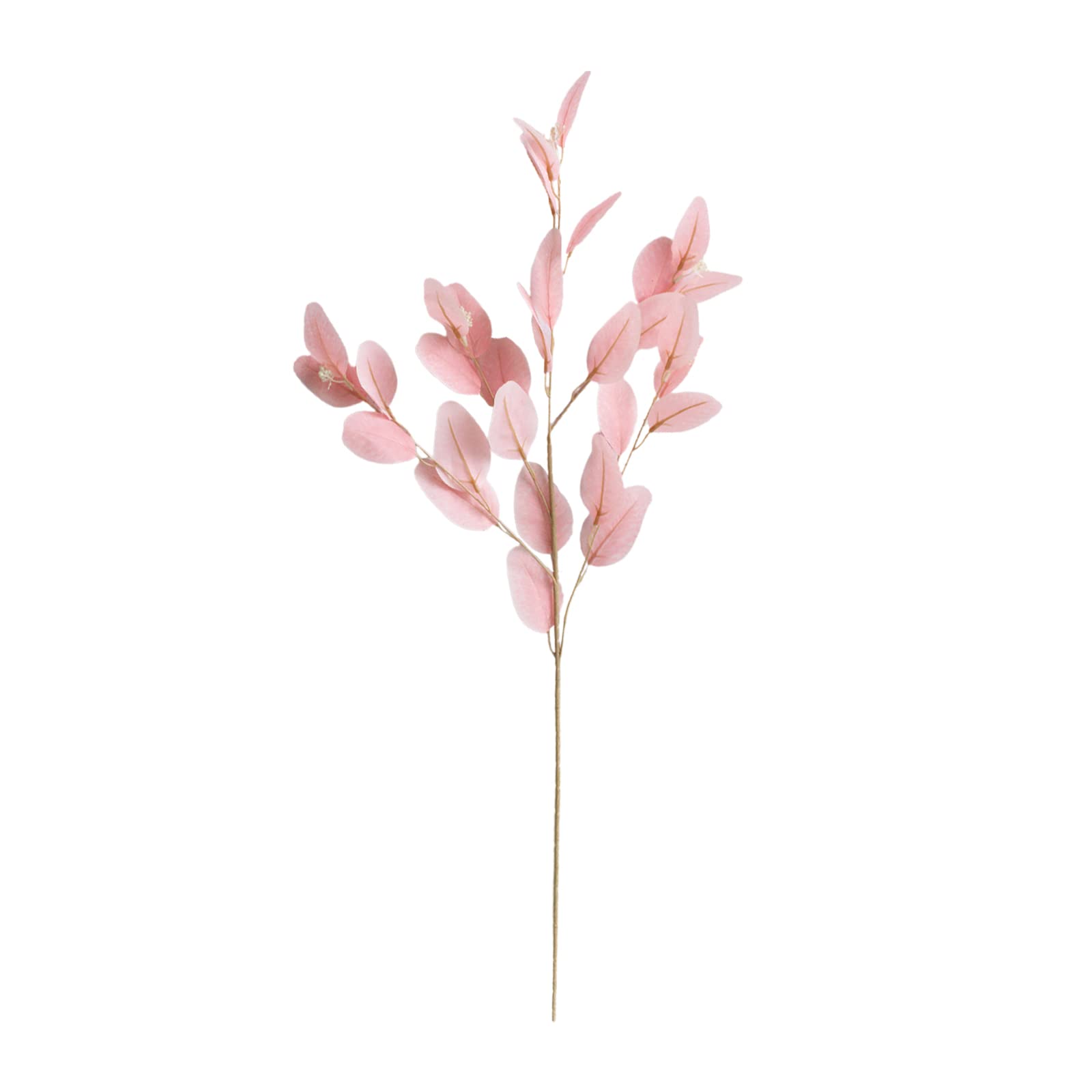 BEIJIALY 4PCS Fake Eucalyptus Leaves Branches,36.6Inchees Artificial Eucalyptus Stems,Artificial Leaves Fake Eucalyptus Leaves Plant Bouquet for Home Party Wedding Decoration,Pink