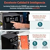 COSORI Freidora sin aceite inteligente XXL  5 5 L  11 programas y 100 recetas espa  olas  Control mediante APP  Precalentar y mantener caliente  Recordatorio de sacudir  LED pantalla t  ctil  Negro