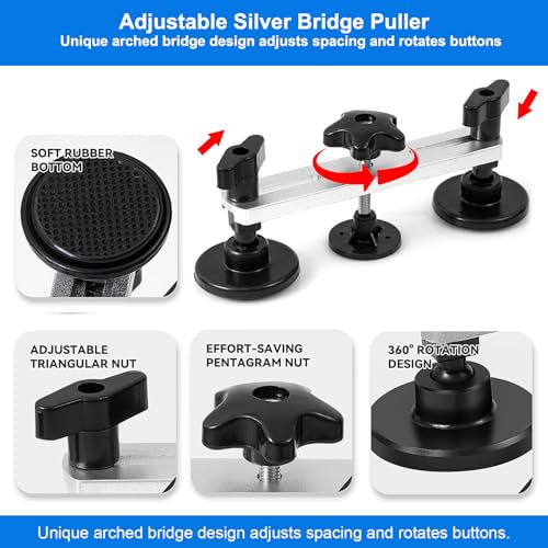 Image of Paintless Dent Repair Kit 59PCS, Dent Puller Kit with Golden Lifter, Bridge Puller, Hot Glue Dent Puller and PDR Tools, Car Dent Repair Kit for Door Dings, Hail Damage and Metal Surface Dents