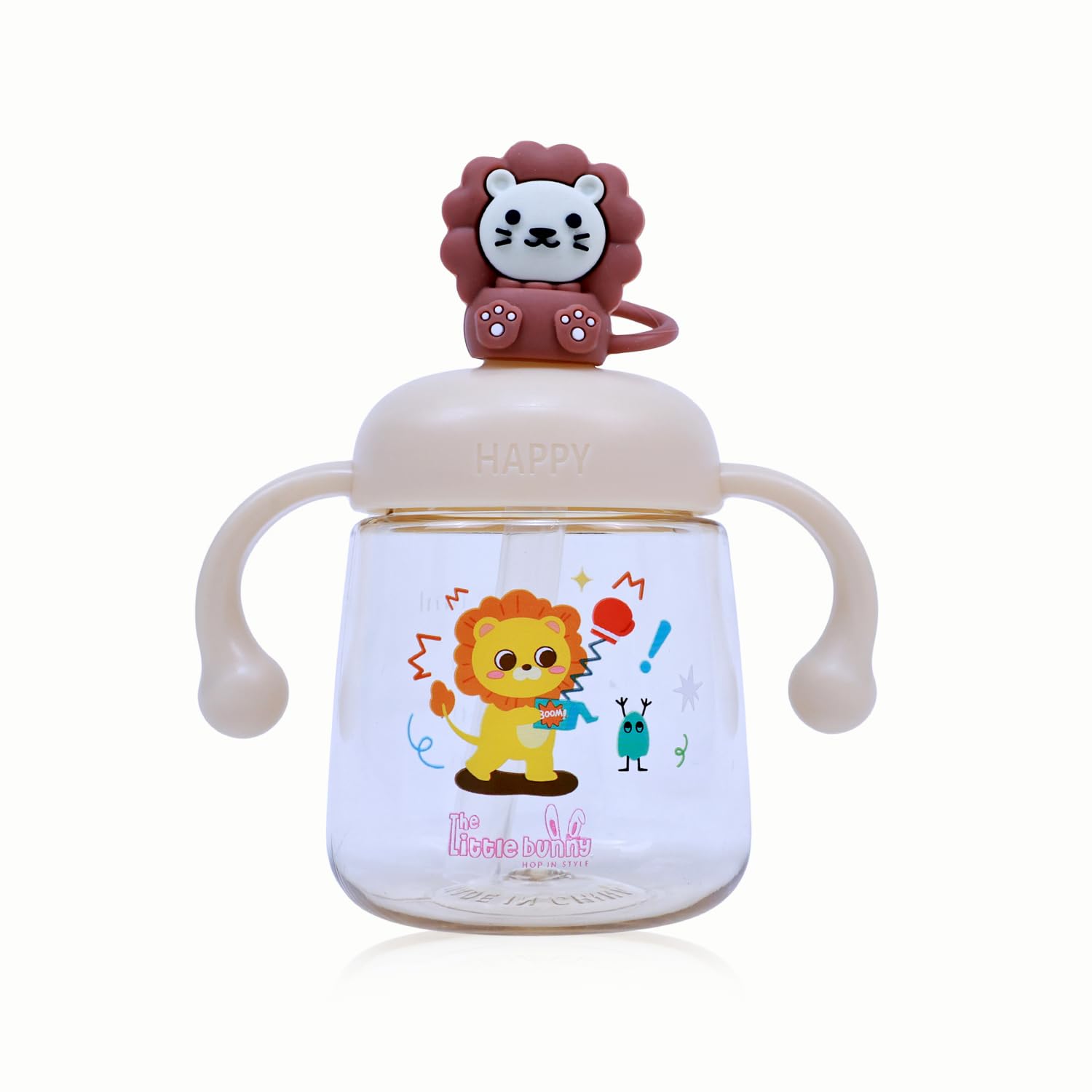 THE LITTLE BUNNY HOP IN STYLE Leak-Proof Baby Sipper Bottle with Dual Handle & Soft Silicone Straw | BPA-Free Cute Design Training Sippy Cup for Kids & Toddlers - 250ml (Beige)-image-18