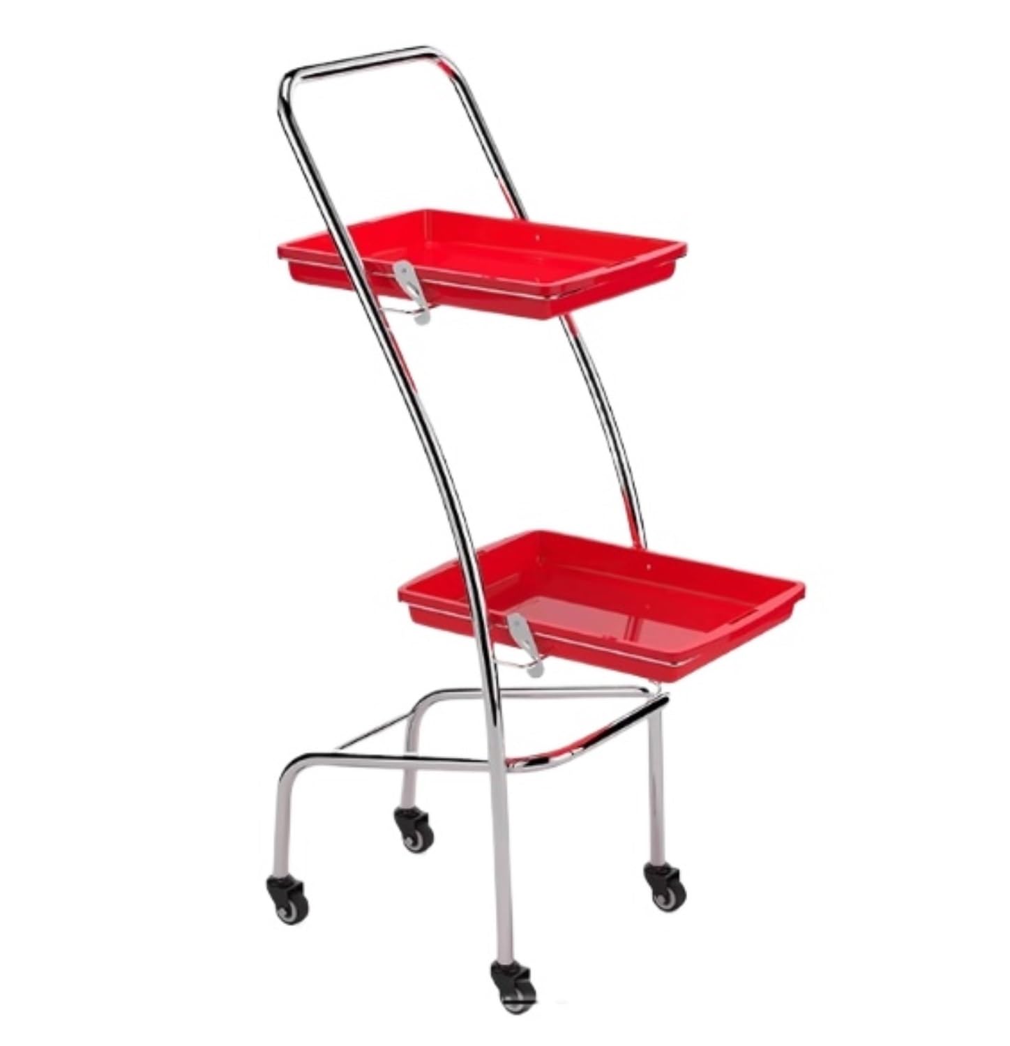 2 Layers Salon Tray With Wheels Rolling Storage For Clinic Spa For Barber Shops(Rosso)