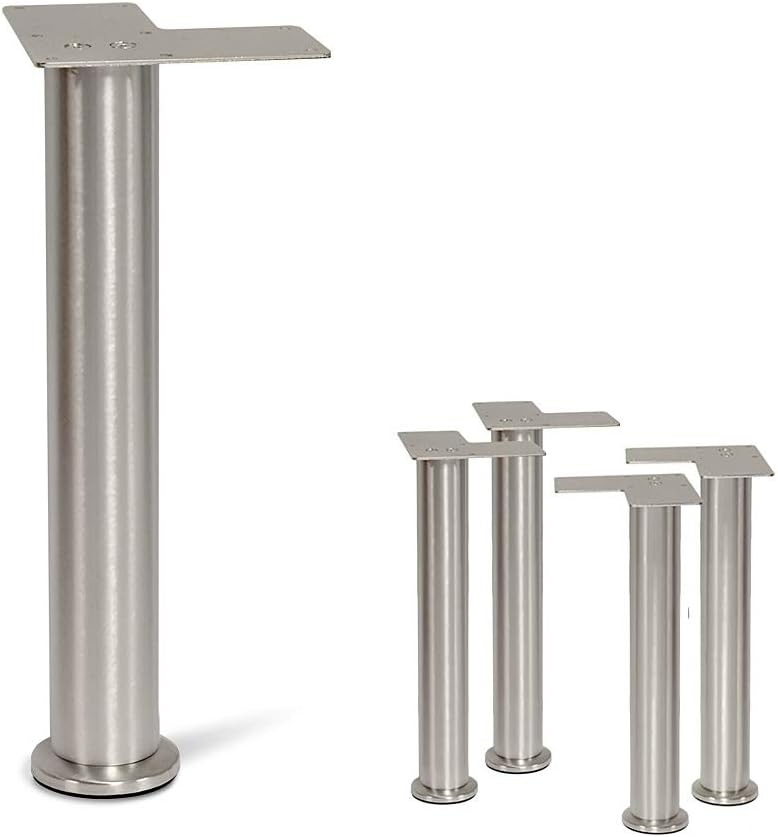 Stainless Steel Straight Metal Sofa Legs, Furniture Legs, Round Tube - Set of 4 New (7-3/4")