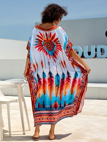 Image of NFVNKJ Women's Plus Size Beach Lounge Kaftan Maxi Dress Swimsuit Coverup for Women