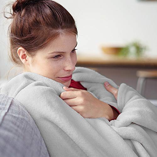 Eliware Weiche Kuscheldecke mit Ärmeln, Bauchtasche und Handyfach - aus fedeleichtem Coral-Fleece - Grau - Gr. 170x200cm Cover