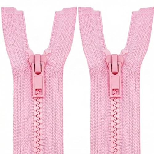 Image of MebuZip 2PCS #5 9 Inch Separating Jacket Zippers Resin Zipper Molded Plastic Zippers Bulk for Sewing Coat Jackets Clothes (Pink)