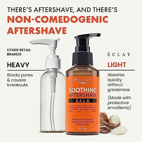 Eclat Skincare 𝗪𝗜𝗡𝗡𝗘𝗥 𝟮𝟬𝟮𝟯* Aftershave For Men, Light And Non Greasy Aftershave Balm That Reduces Razor Burn, Bump And Redness, Hydrating Mens Aftershave, 100% Organic After Shave Lotion #TOP3