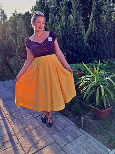 Image of Belle Poque Women's Midi Pleated A-Line Skirts Pockets