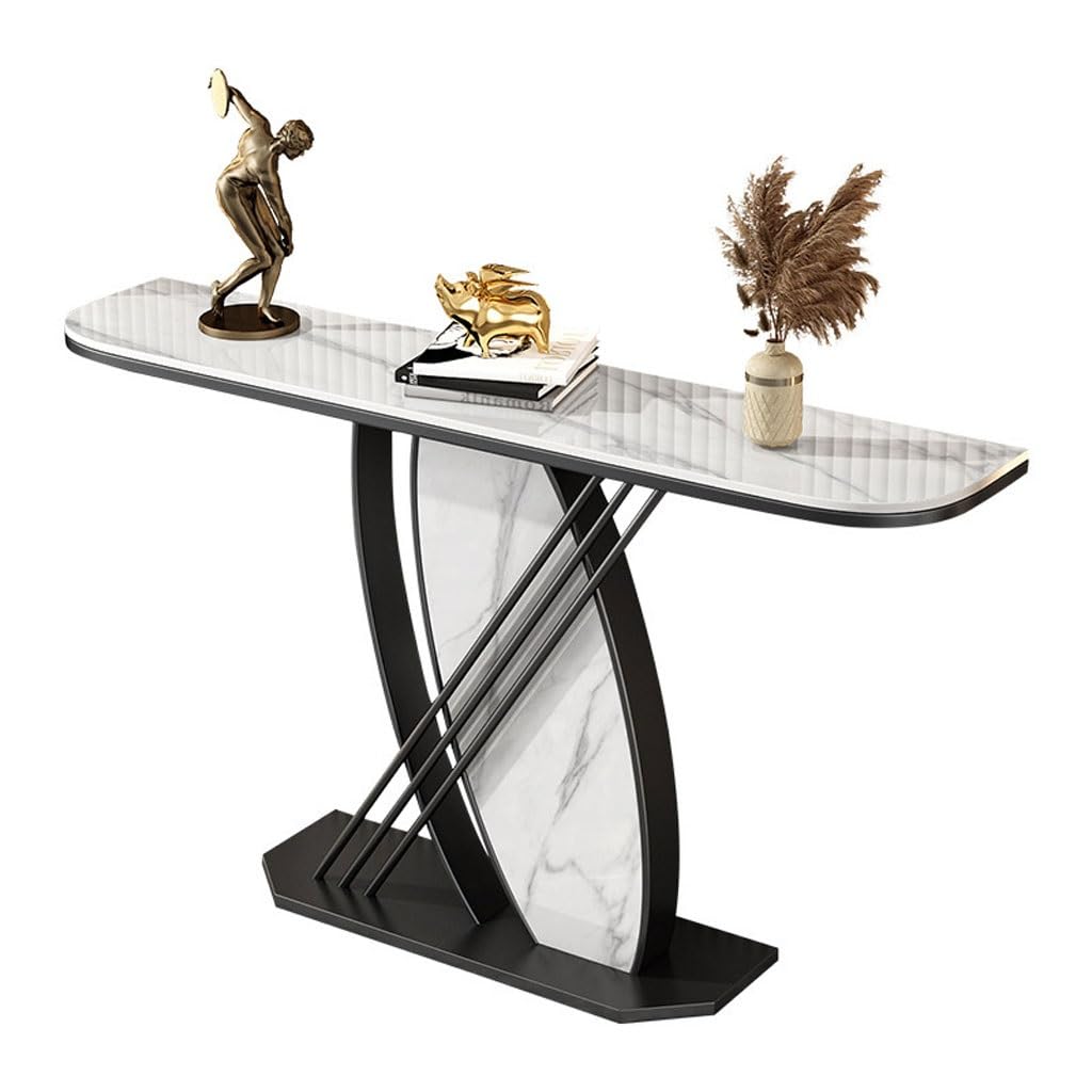 ENGENDER Console Tables Entryway Table Half Round Modern Leaning Wall Entry Rock Slab End View(B,100 * 30 * 80cm)